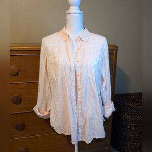 Maurices Pastel Coral Light Denim Shirt​​​​ SZ L